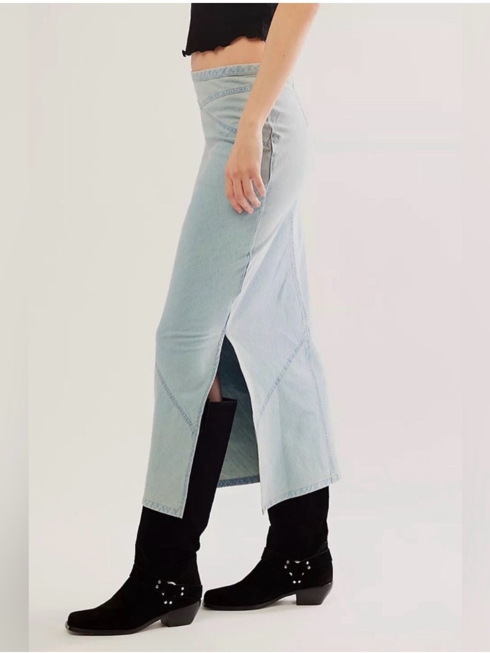 We The Free Chambray Muse Moment Mid-Rise Slip Skirt - Picture 2 of 9